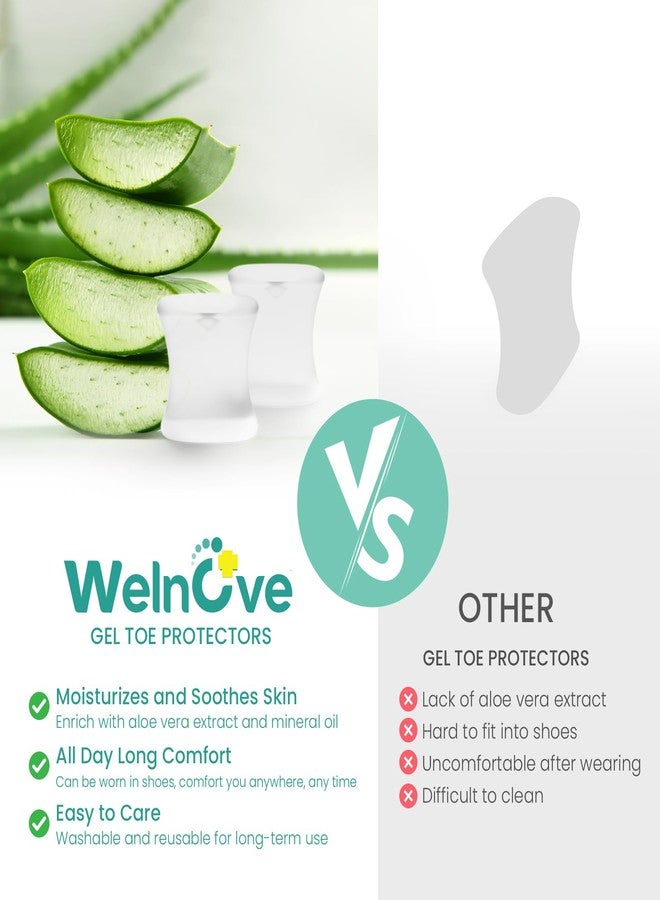 Welnove Upgraded Gel Toe Separators – 8-Pack Aloe Vera Extract Infused Silicone Toe Spacers for Straightening Overlapping Toes, Calluses – Bunion Corrector for Men and Women (Large, Clear) - Image 3